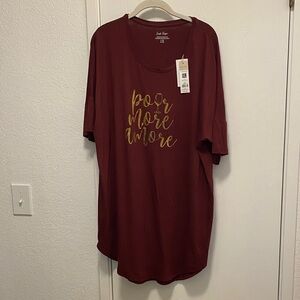 Charlie Paige Maroon Tee with Gold Script
